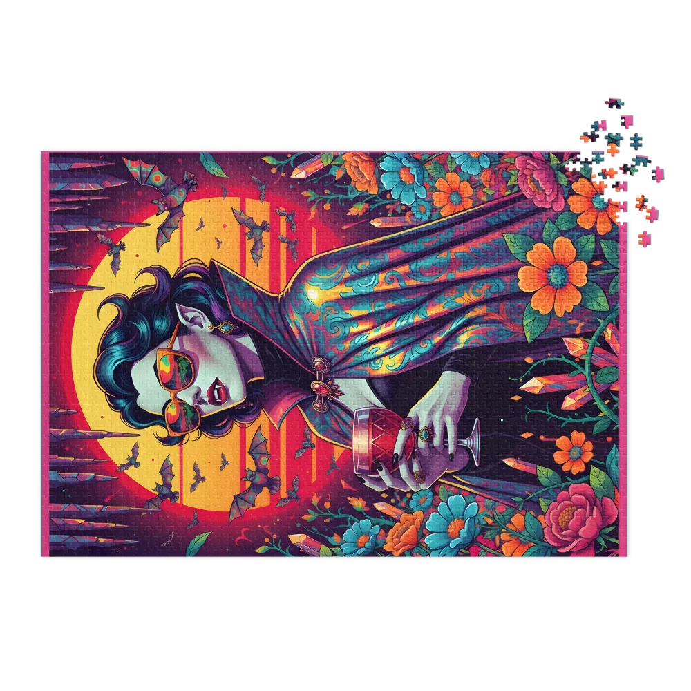 Psychedelic Vampire Night 
 Jigsaw Puzzle in Tin Box