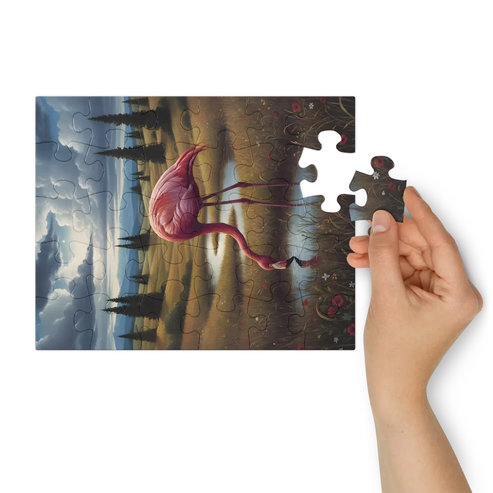 Meadow Flamingo 
 Jigsaw Puzzle in Tin Box