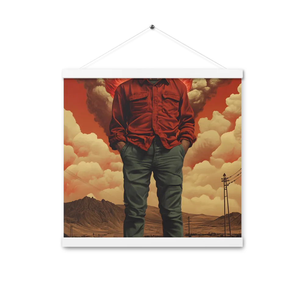 Defiant Spirit in a Surreal Landscape | Poster With White Wood Hanger | 16″×16″