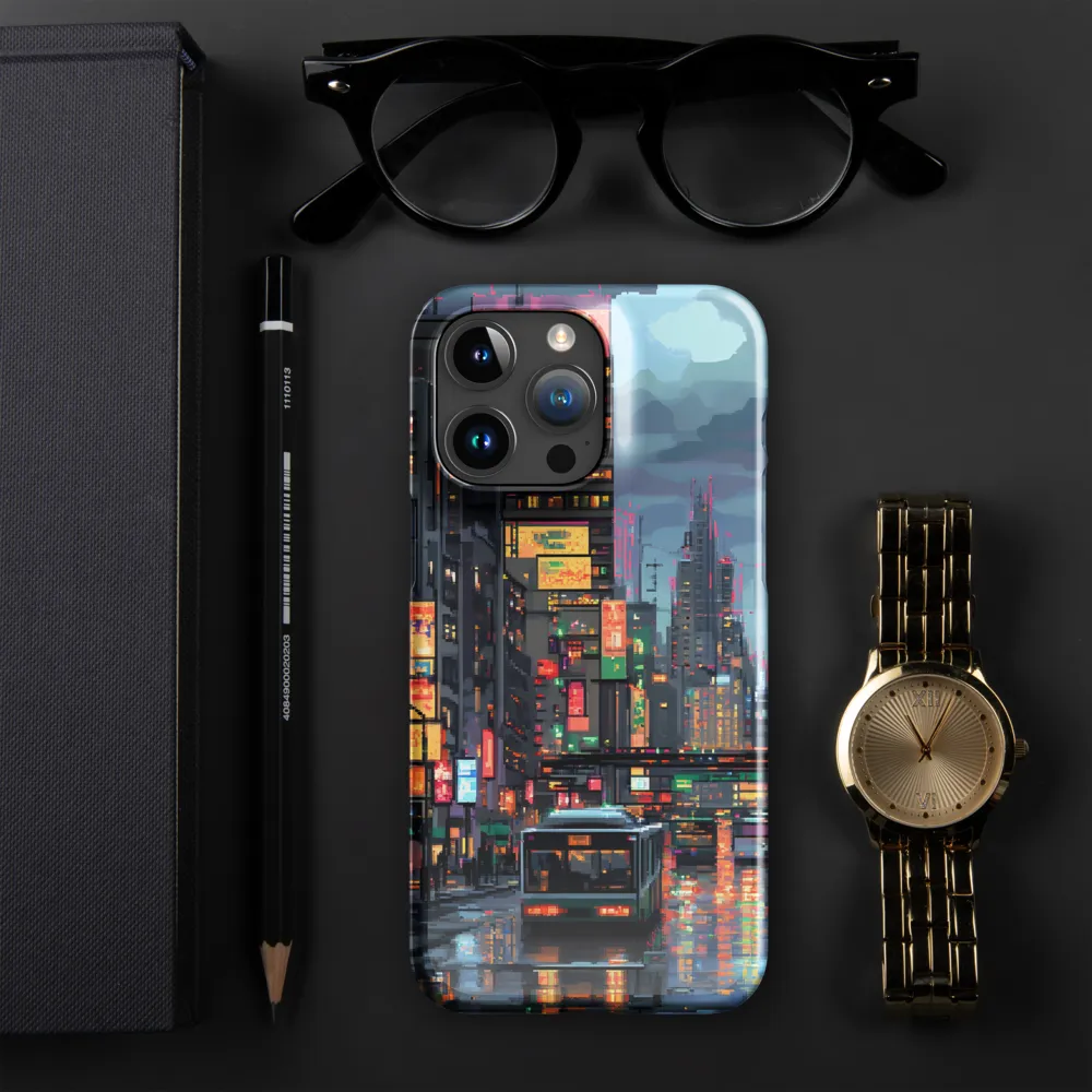 Neon Dreams: A Pixelated Urban Night | Phone Case |  15 Pro Max | Snap Case | Glossy