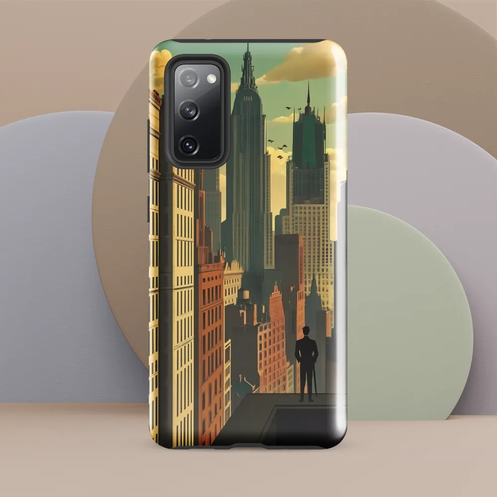 Urban Dreams: A Silhouette in Art Deco Cityscape