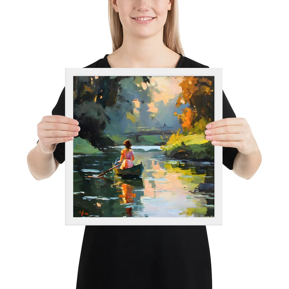 Rowing at Dusk 
 Poster with White Frame | 14″x 14″