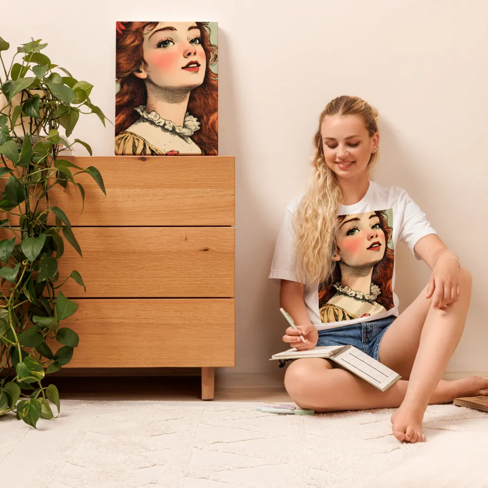 Whimsical Portrait of a Flower-Adorned Girl | Canvas | 12″×16″