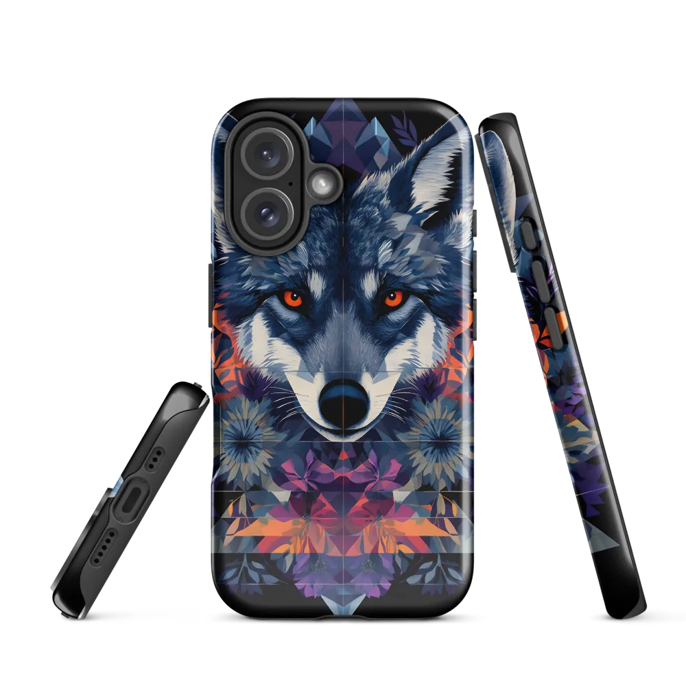Mystical Wolf Amidst Floral Geometry