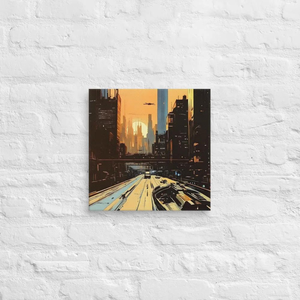 Metro Nexus: A Futuristic Cityscape | Canvas | 14″×14″