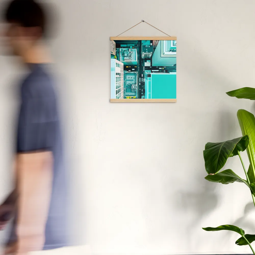 Urban Geometry: Aerial Perspective | Poster With Oak Wood Hanger | 16″×16″