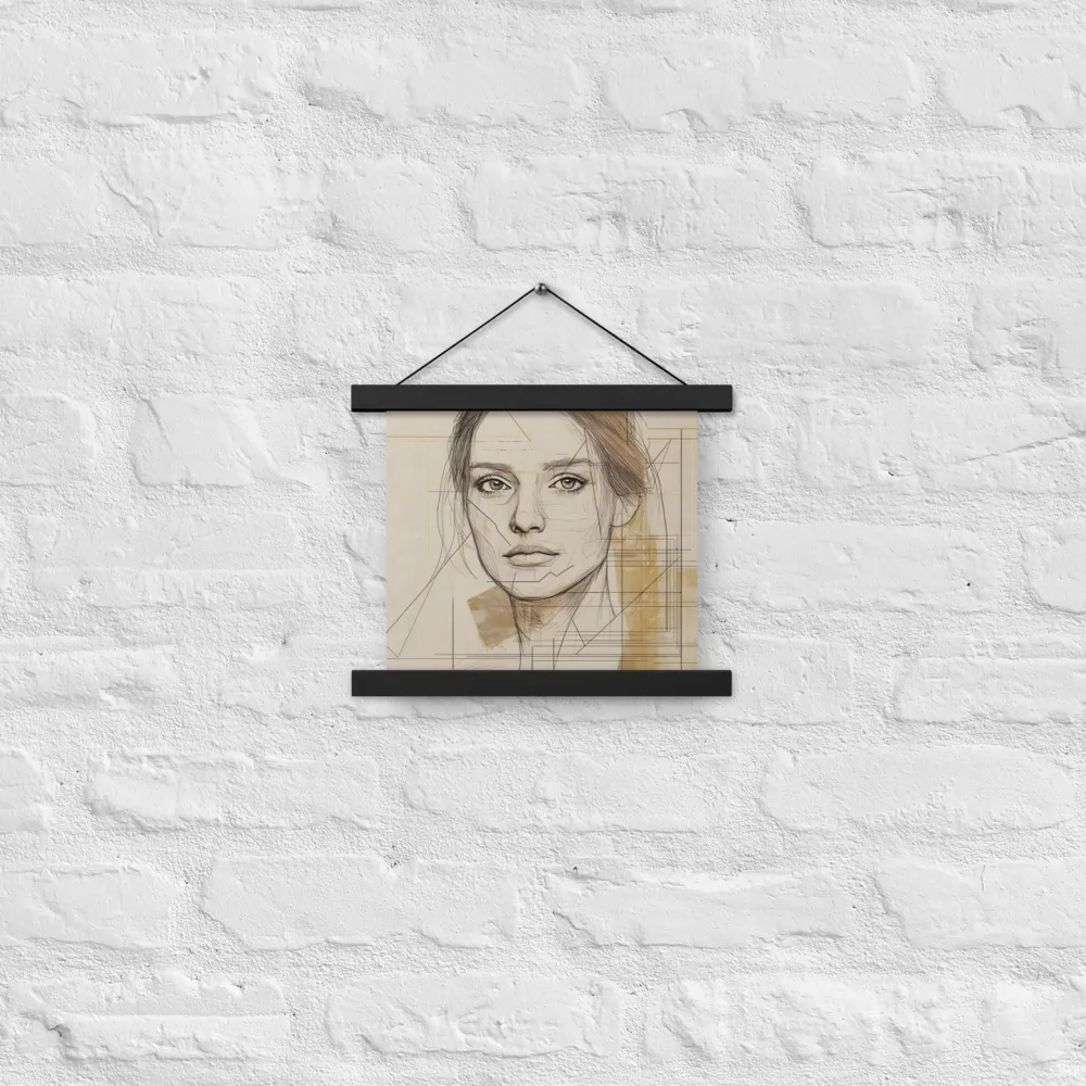 Geometric Elegance: A Modern Portrait | Poster With Black Wood Hanger | 10″×10″