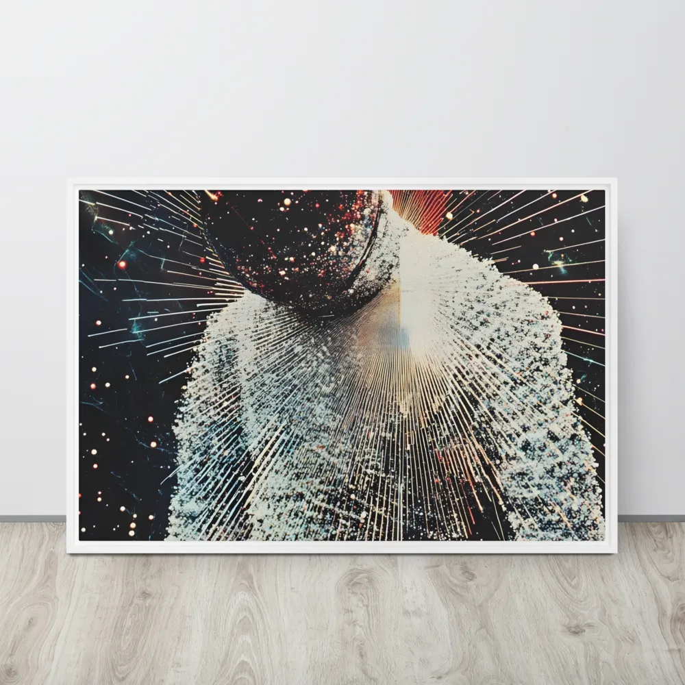 Ethereal Astronaut: A Journey Through the Cosmos | Canvas with White Frame | 24″×36″