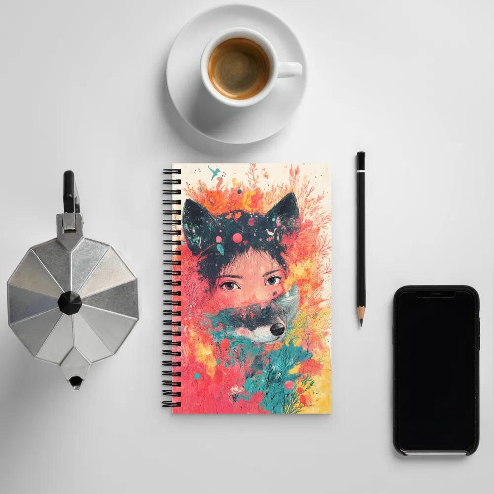 Harmony of Spirit: Girl and Wolf | Spiral Notebook