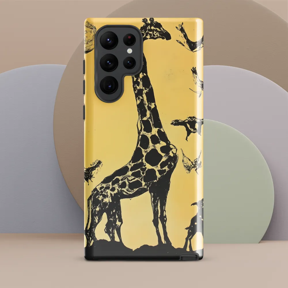 Whimsical Harmony of Giraffe and Birds