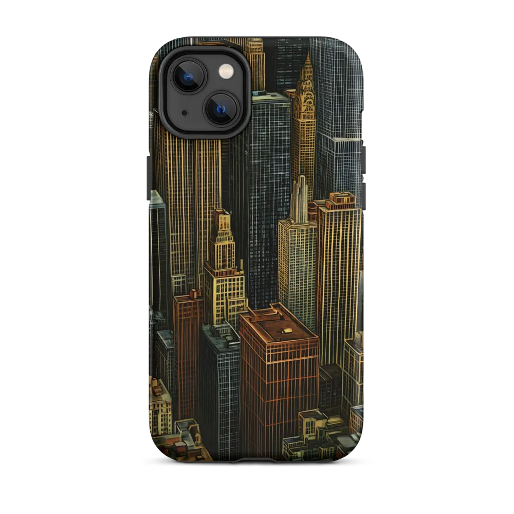 Urban Elegance: A Golden Cityscape | Phone Case |  14 Plus | Tough Case | Matte