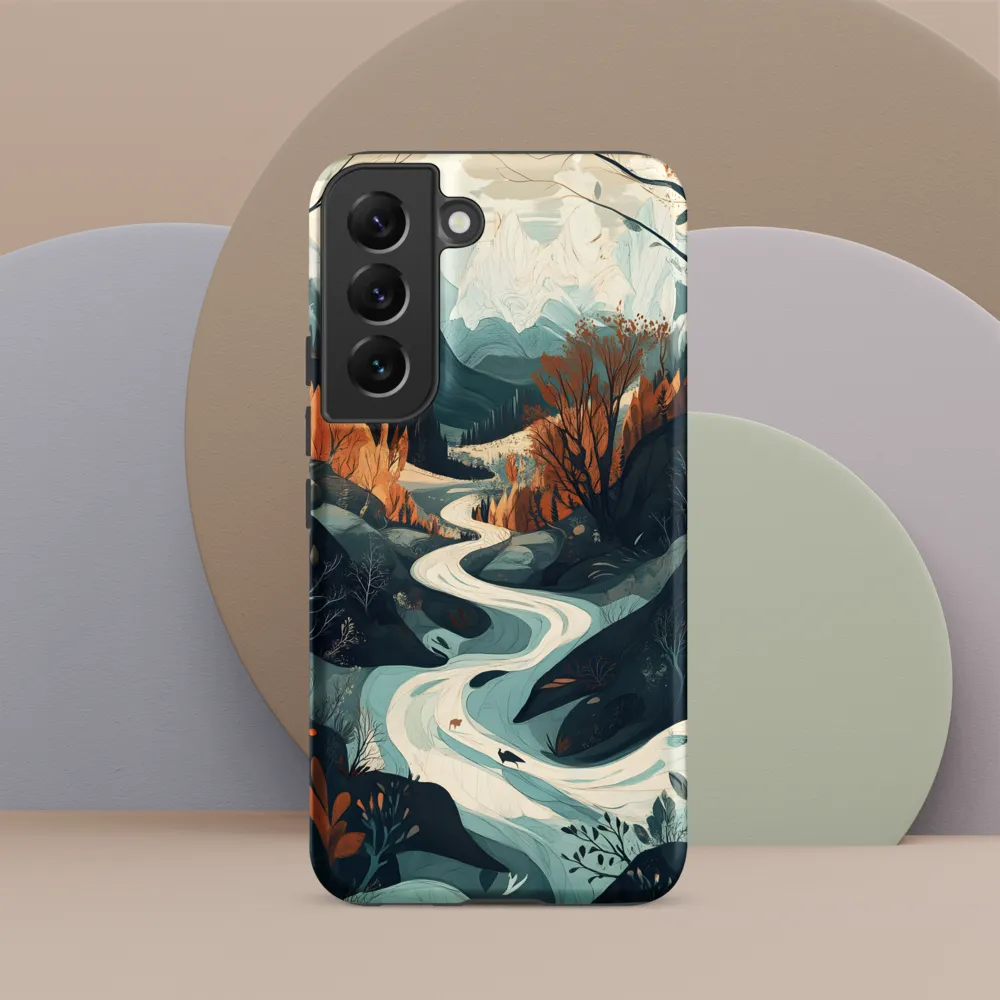 Winding Serenity: A Digital Landscape | Phone Case |  S22 | Tough Case | Matte