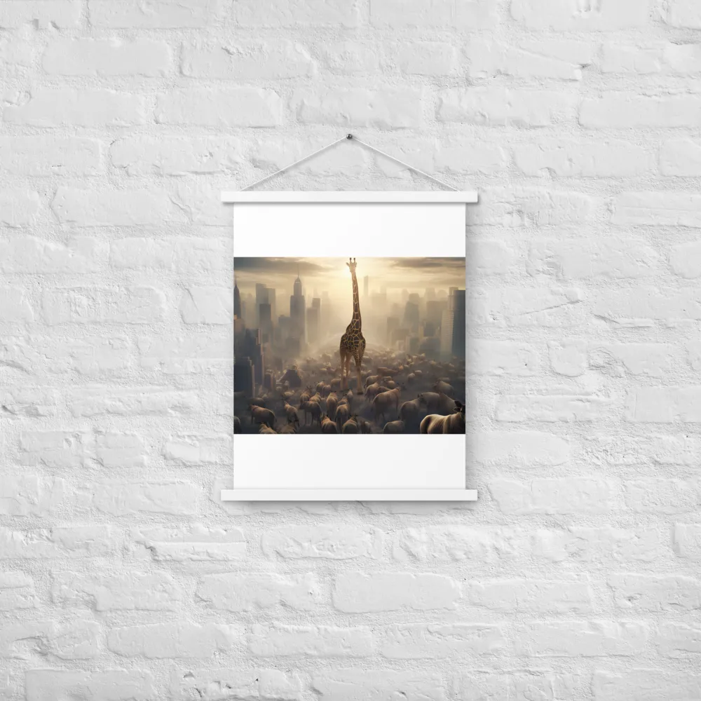 Urban Serengeti: A Giraffe's Perspective | Poster With White Wood Hanger | 18″×24″