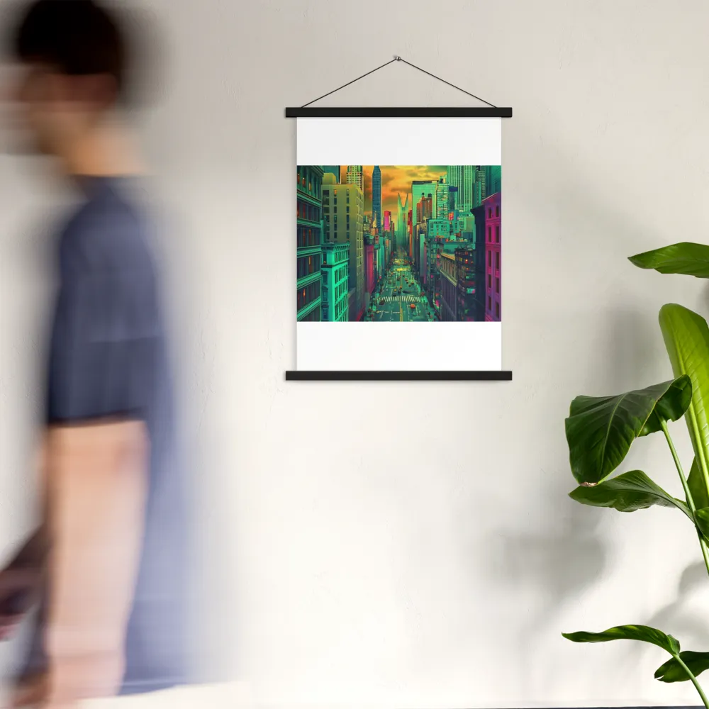 Urban Surrealism: Neon Dreams | Poster With Black Wood Hanger | 18″×24″