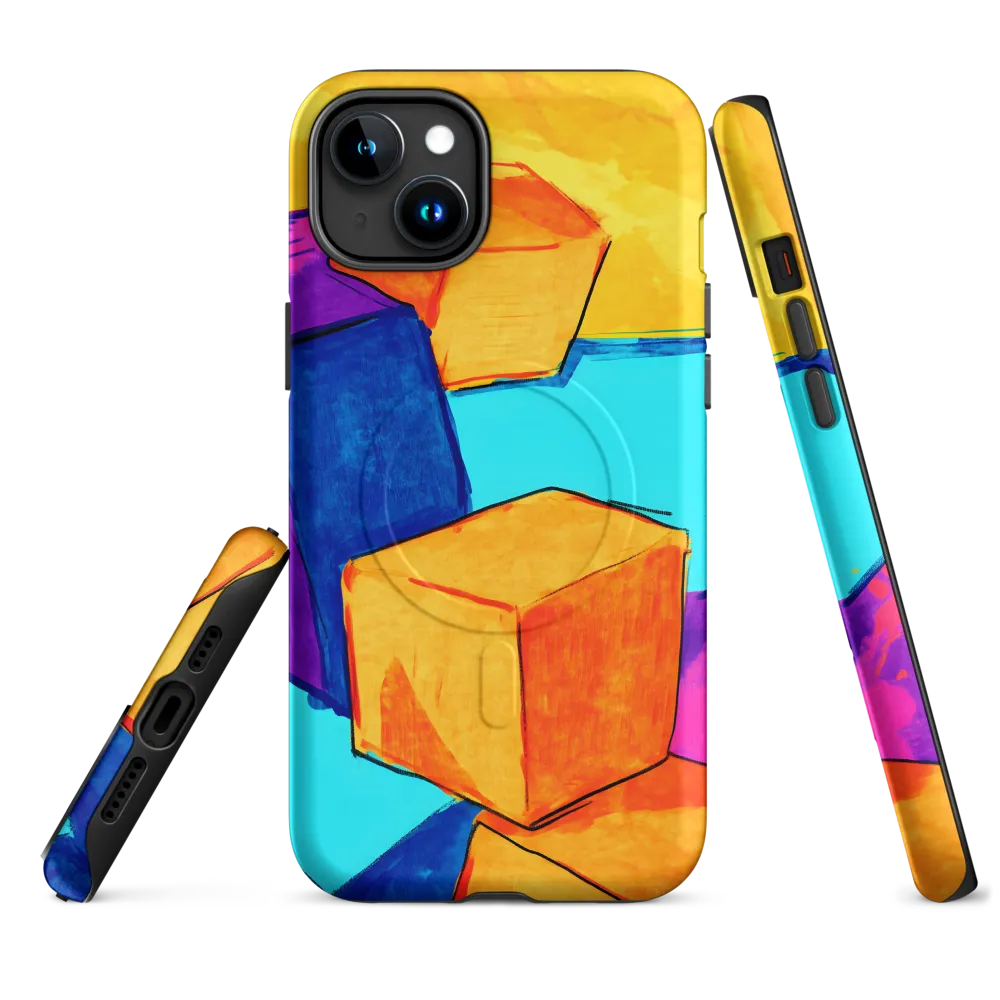 Playful Cubes in Vibrant Harmony | Phone Case |  15 Plus | MagSafe® Tough Case | Matte