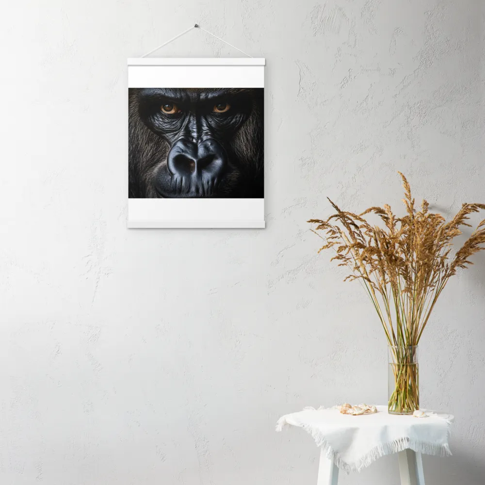 Gaze of the Wild: A Gorilla's Portrait | Poster With White Wood Hanger | 16″×20″