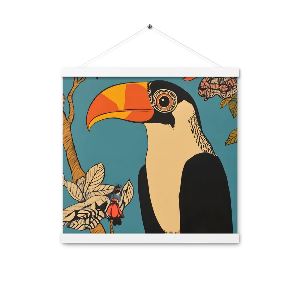 Tropical Majesty: The Toucan at Rest | Poster With White Wood Hanger | 16″×16″