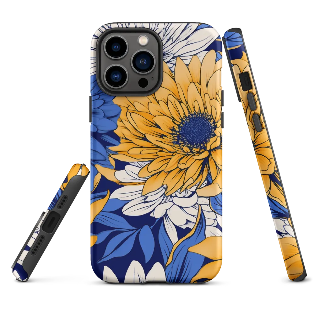 Floral Harmony in Blue and Yellow