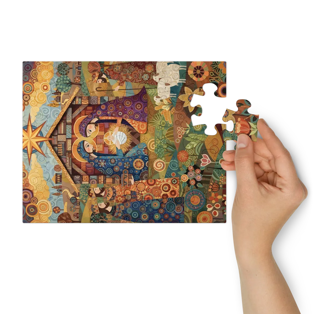 Mosaic Nativity 
 Jigsaw Puzzle in Tin Box