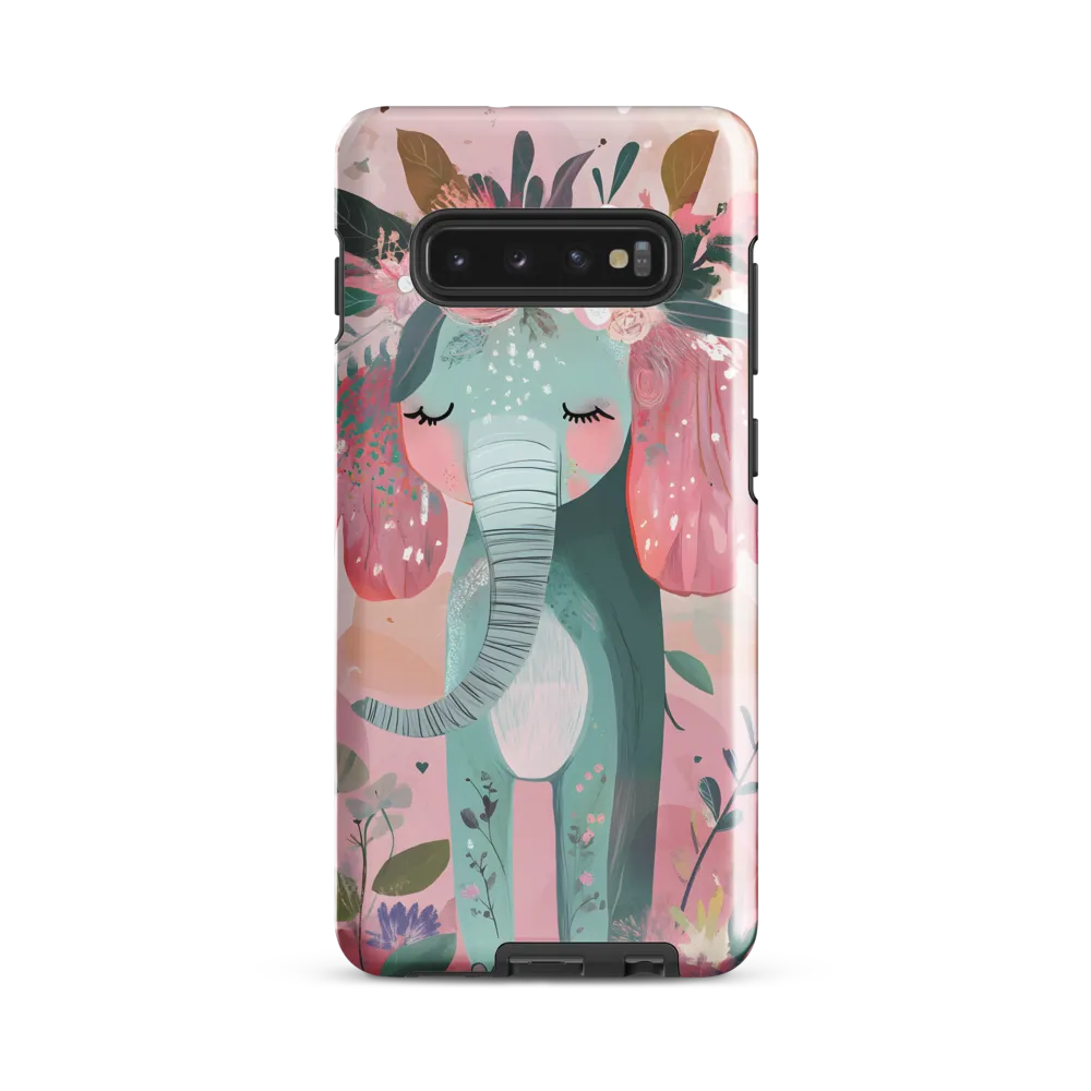 Whimsical Elephant in Bloom | Phone Case |  S10 Plus | Tough Case | Glossy