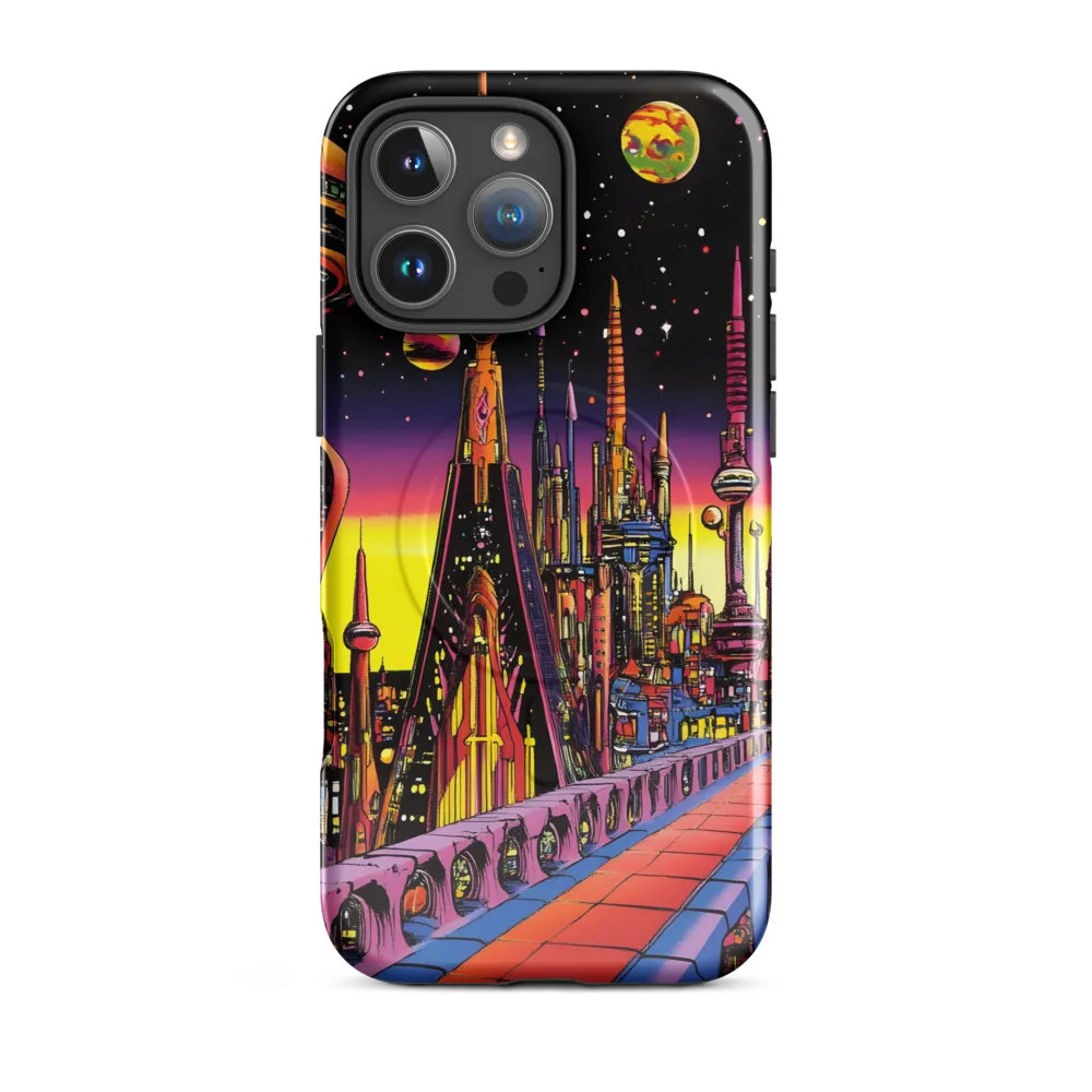 Futuristic Cosmos: A Journey Through Neon Cities | Phone Case |  16 Pro Max | MagSafe® Tough Case | Glossy