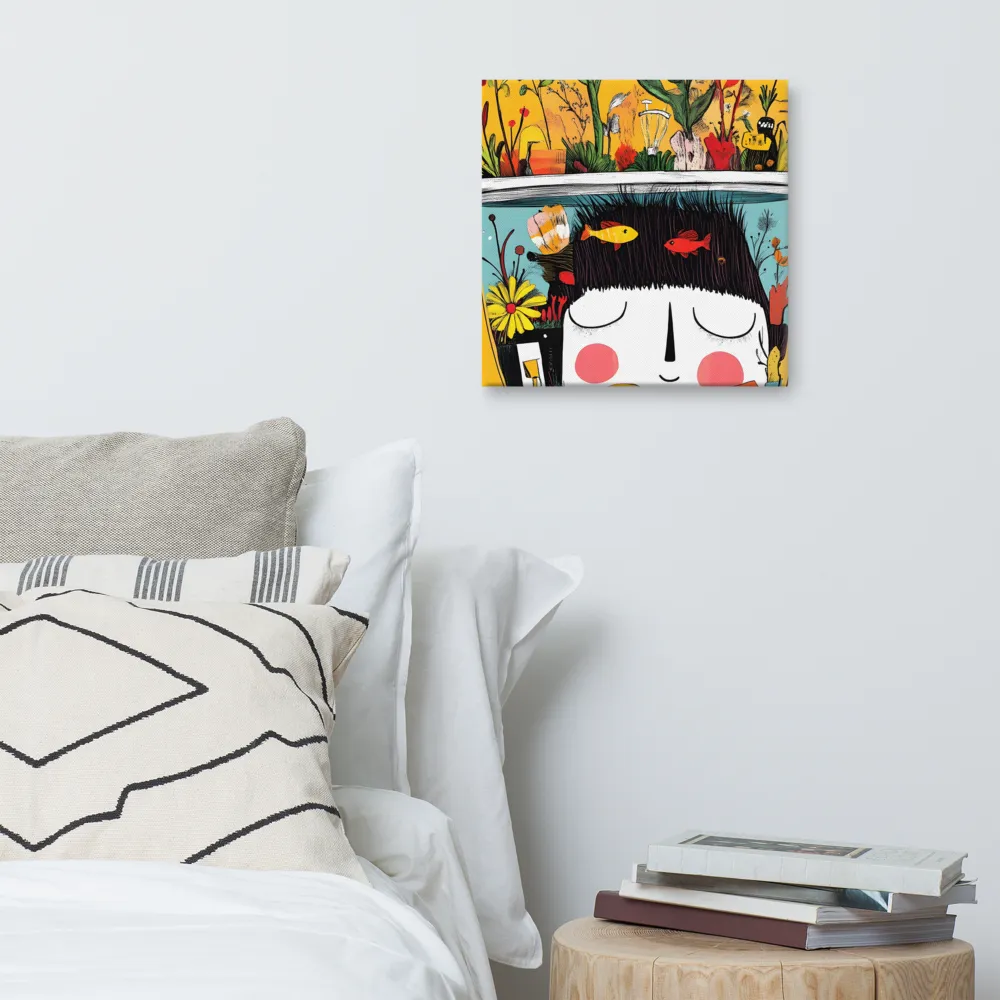 Whimsical Garden Head | Canvas | 16″×16″