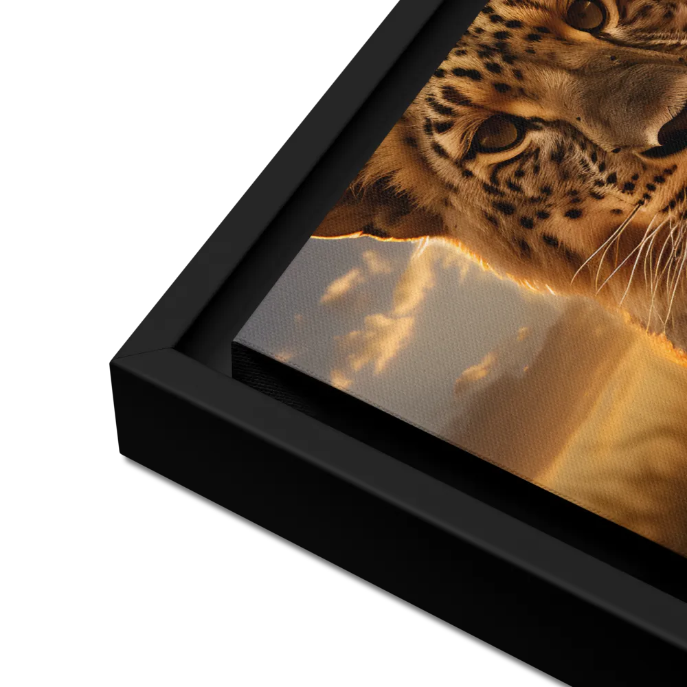 Regal Presence: The Leopard at Sunset | Canvas with Black Frame | 12″×16″