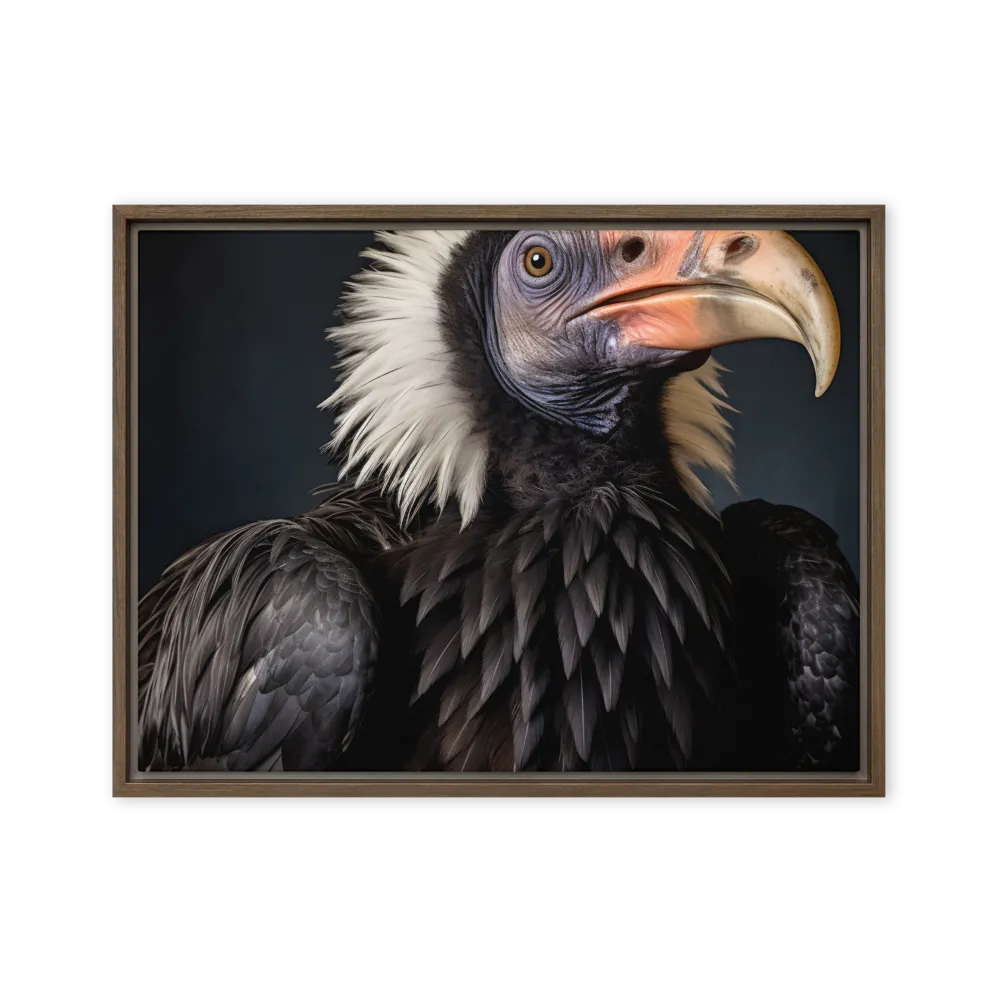 Majestic Vulture Portrait | Canvas with Brown Frame | 18″×24″
