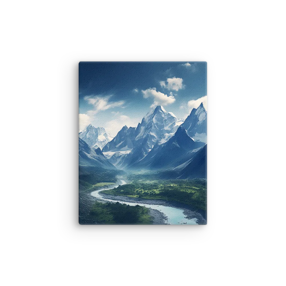 Majestic Serenity: A Landscape of Mountains and Rivers | Thin Canvas | 11″×14″