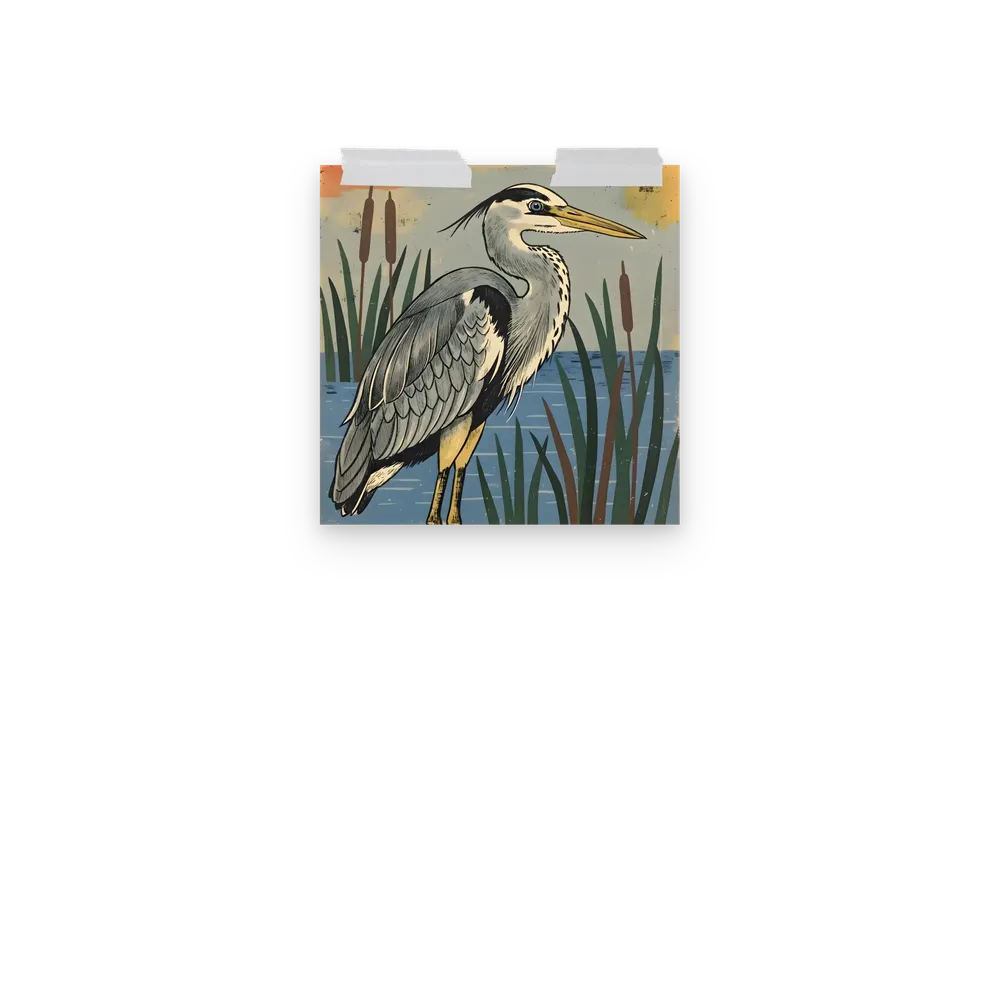 Marsh Heron 
 Poster | 10″x 10″
