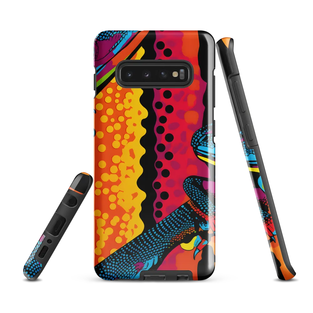 Colorful Encounters: The Playful Geckos | Phone Case |  S10 Plus | Tough Case | Glossy