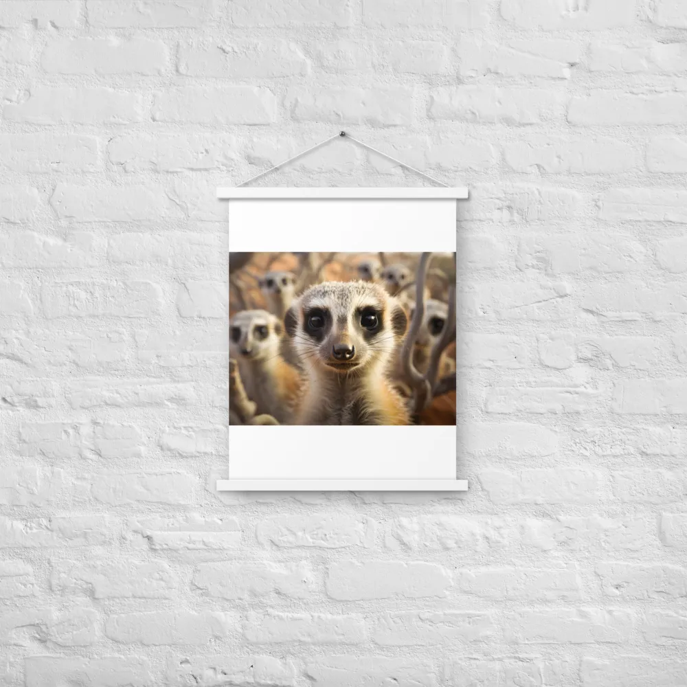 Curious Meerkats in Community | Poster With White Wood Hanger | 18″×24″