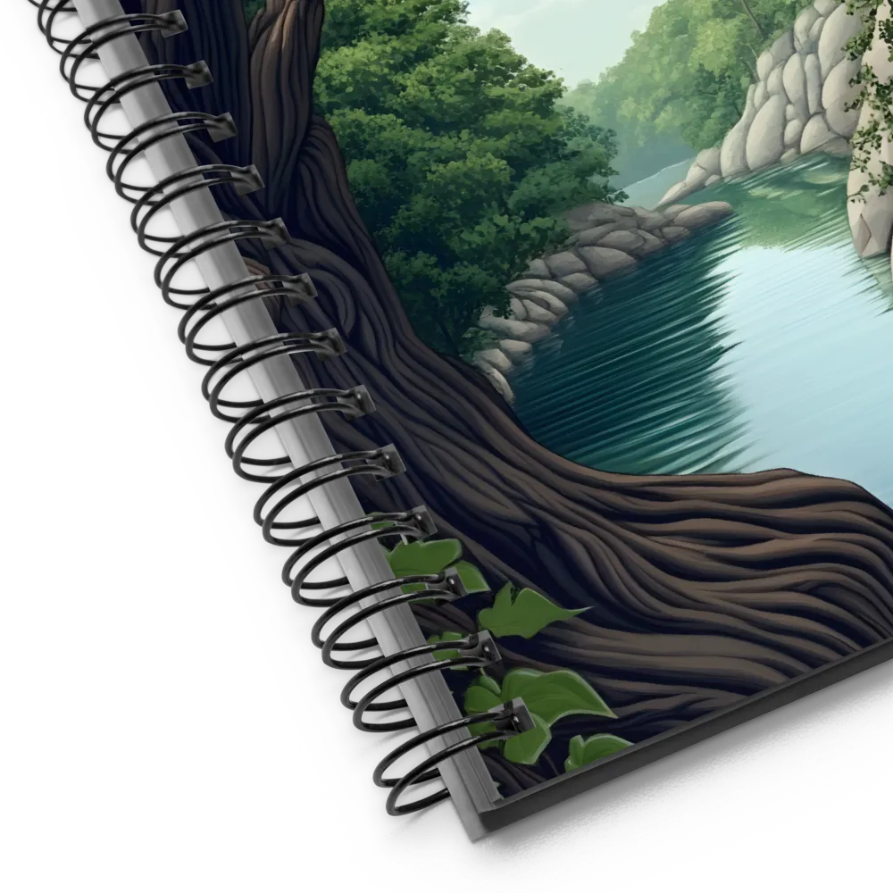 Tranquil Reflections: A Serene River Landscape | Spiral Notebook