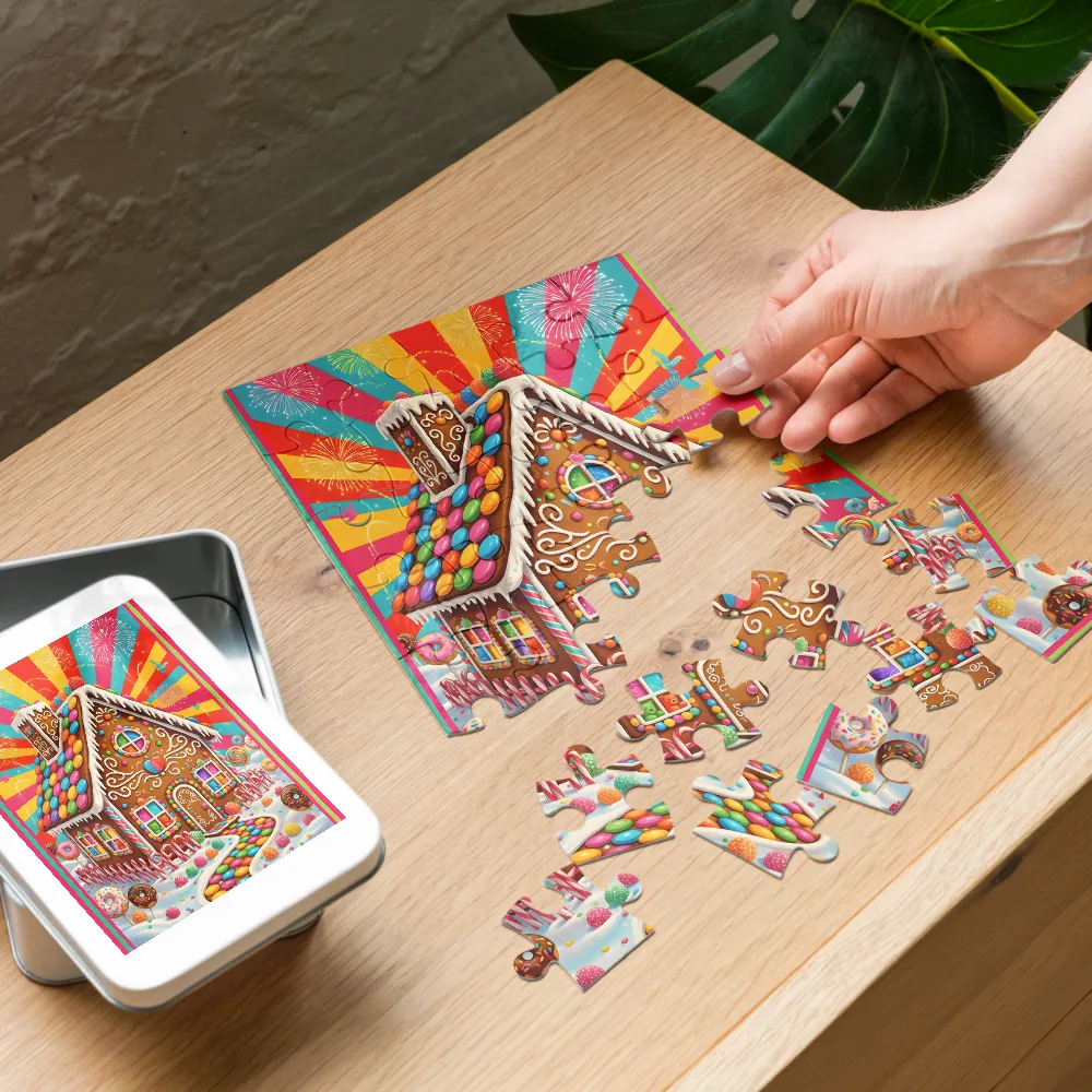 Gingerbread Cottage 
 Jigsaw Puzzle in Tin Box
