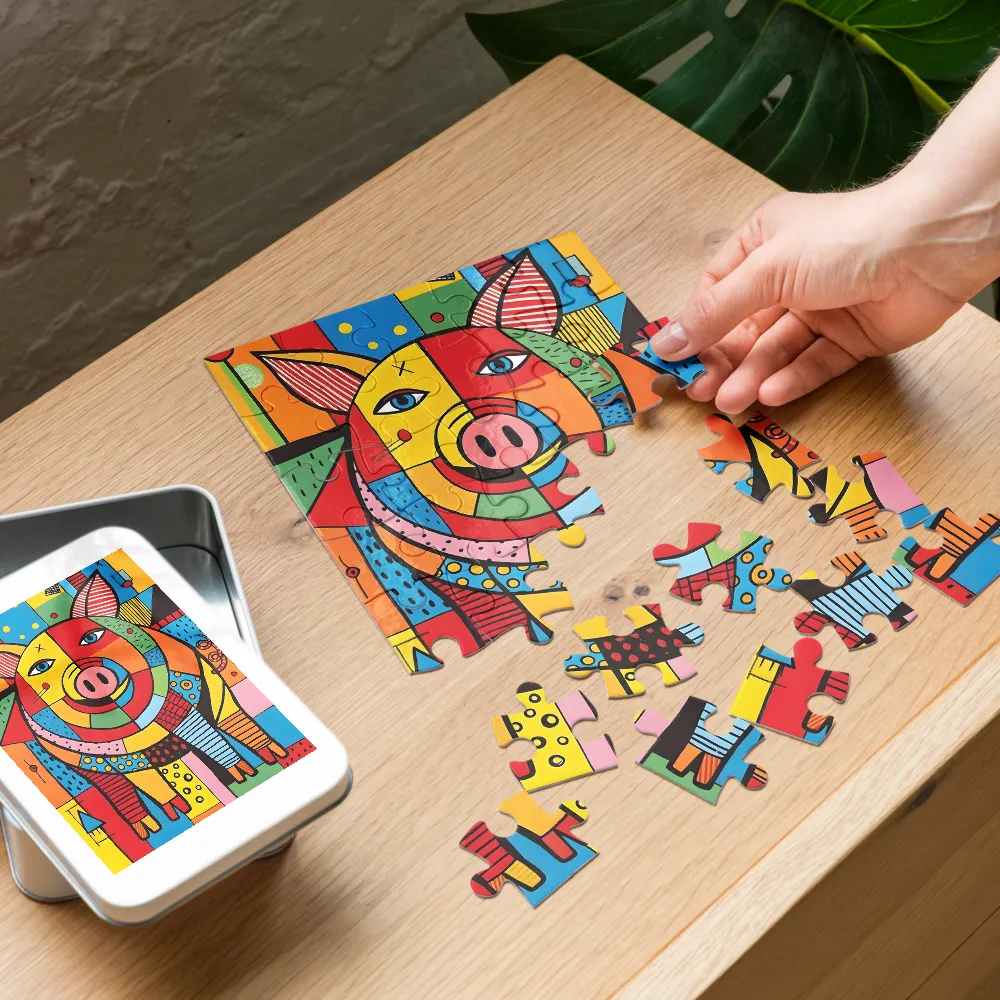 Patchwork Pig 
 Jigsaw Puzzle in Tin Box