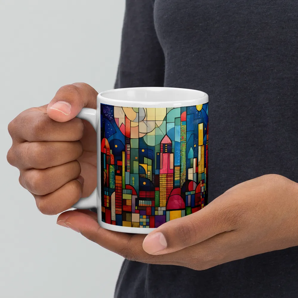 Geometric Harmony: A Vibrant Cityscape | Mugs | Multiple Sizes & Colors