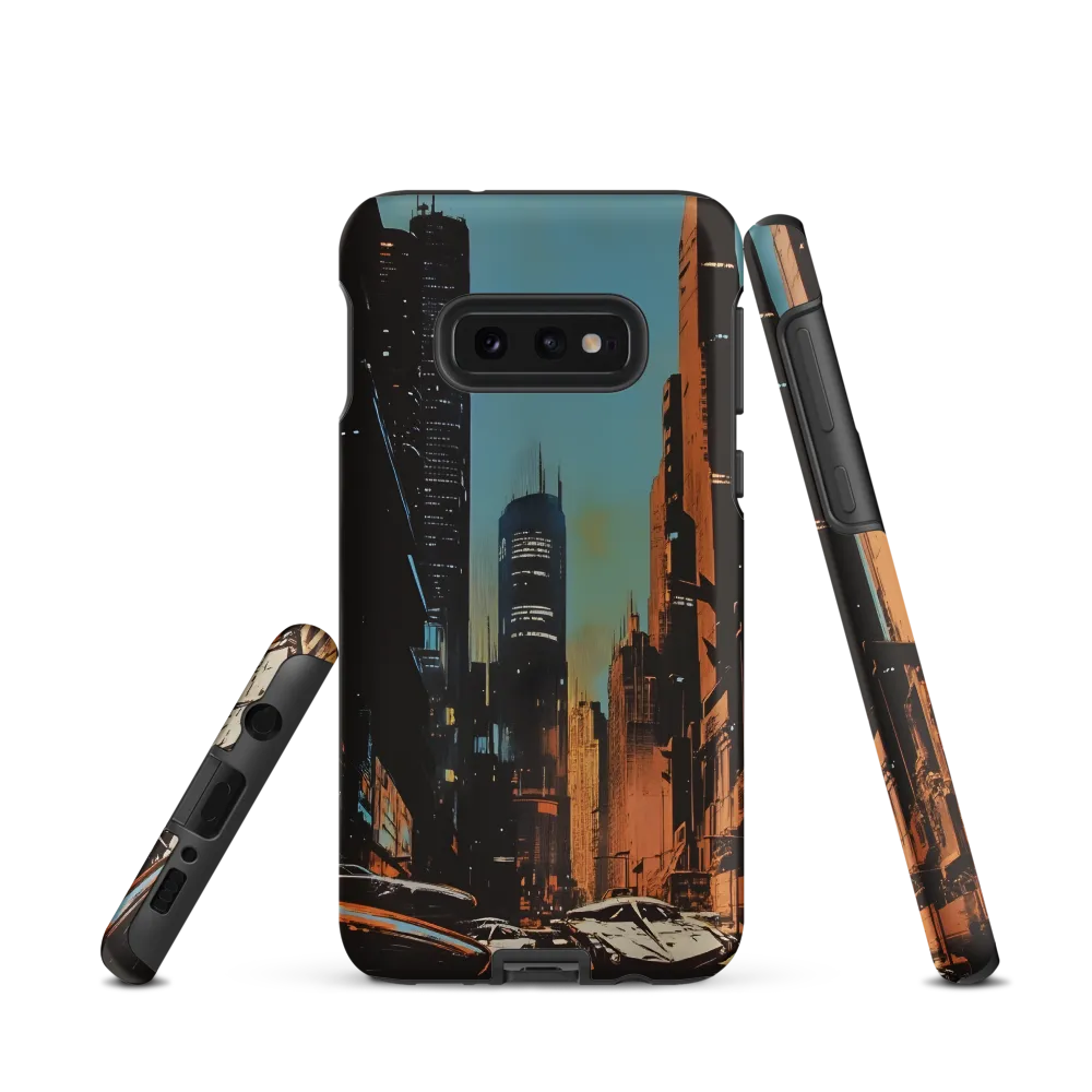 Futuristic Cityscape in Blue and Orange