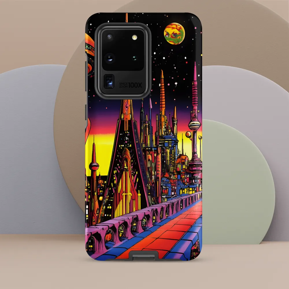 Futuristic Cosmos: A Journey Through Neon Cities | Phone Case |  S20 Ultra | Tough Case | Matte