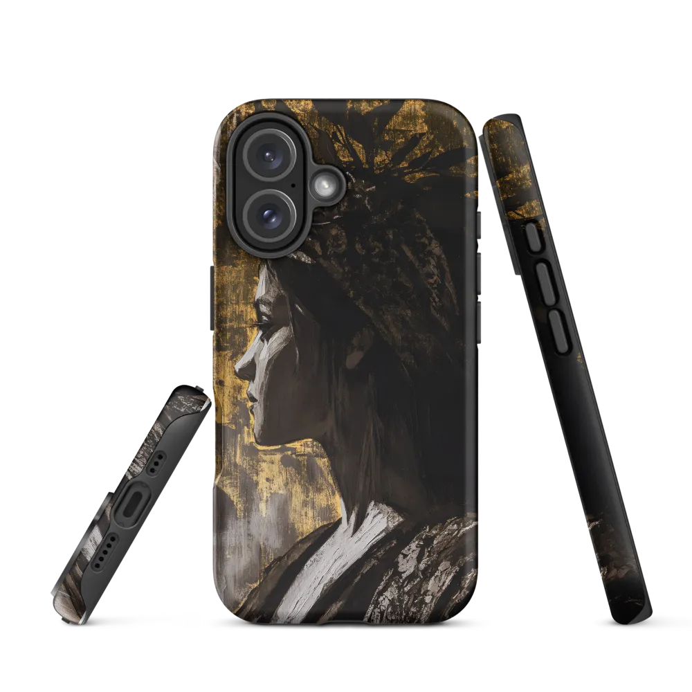 Golden Elegance: A Modern Profile Portrait | Phone Case |  16 | Tough Case | Matte