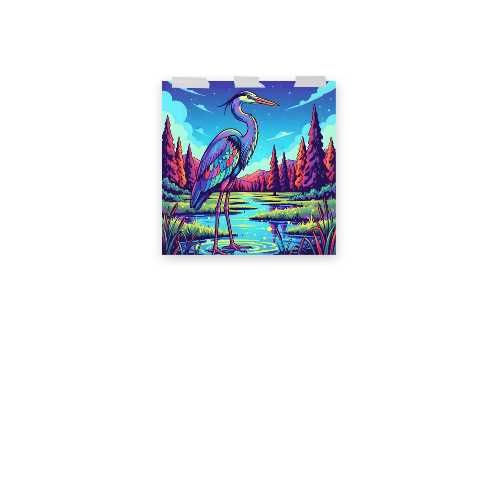Neon Heron 
 Poster | 18″x 18″