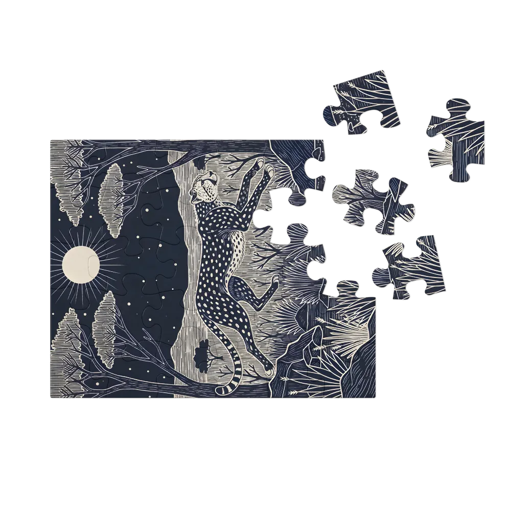 Moonlit Cheetah 
 Jigsaw Puzzle in Tin Box