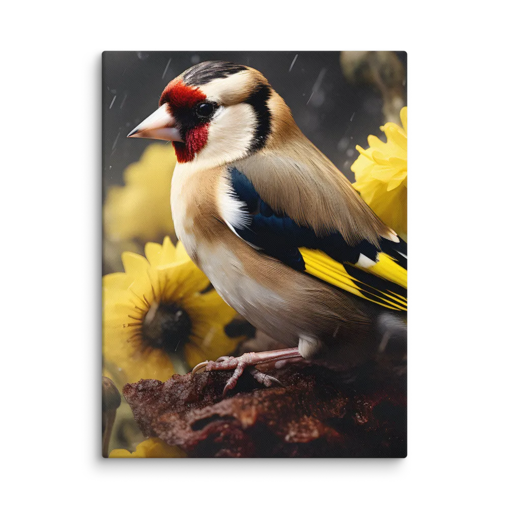 Harmony in Nature: A Goldfinch Amidst Blooms