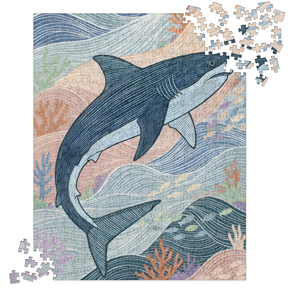 Shark in Flowing Waves 
 Jigsaw Puzzle