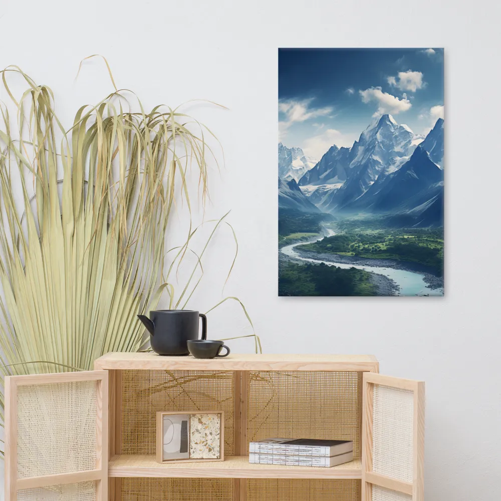 Majestic Serenity: A Landscape of Mountains and Rivers | Canvas | 24″×36″