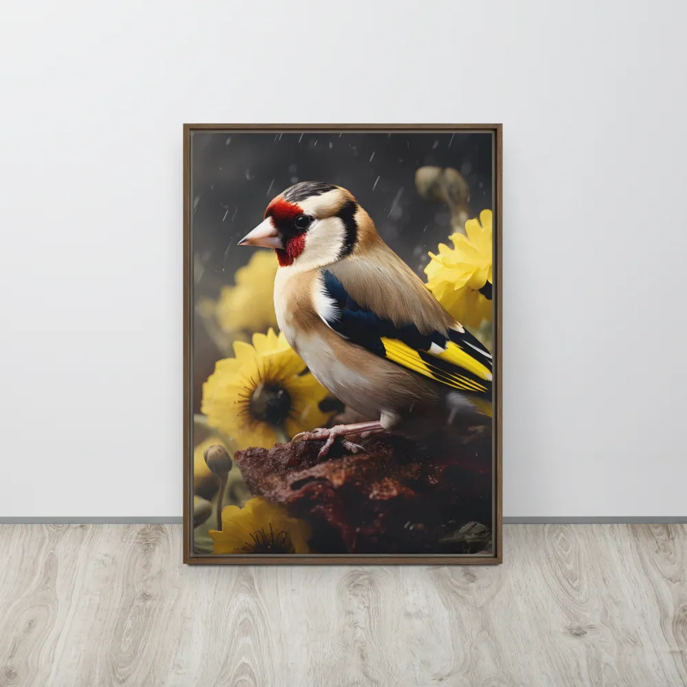 Harmony in Nature: A Goldfinch Amidst Blooms