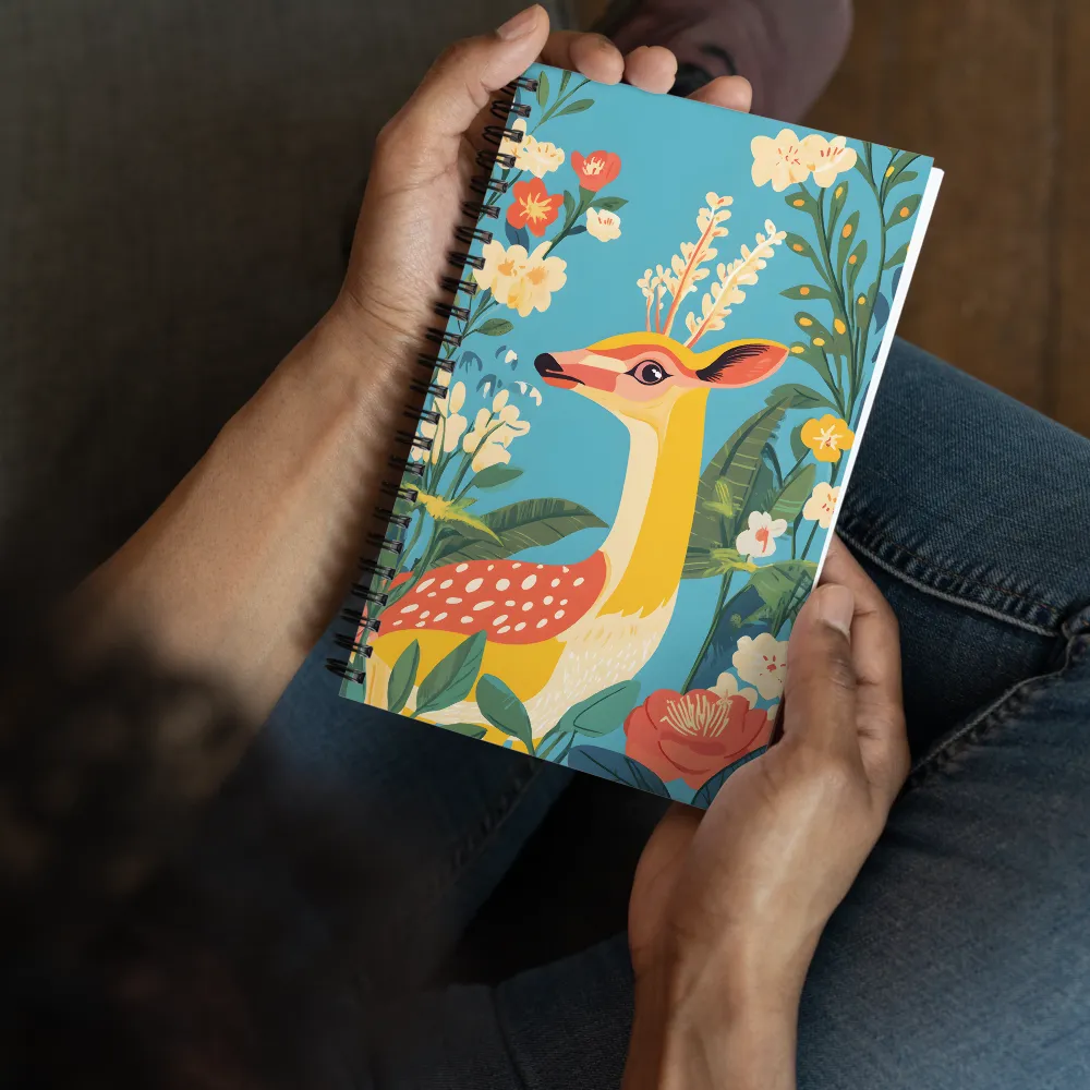 Serene Majesty: A Vibrant Deer Amidst Flora | Spiral Notebook