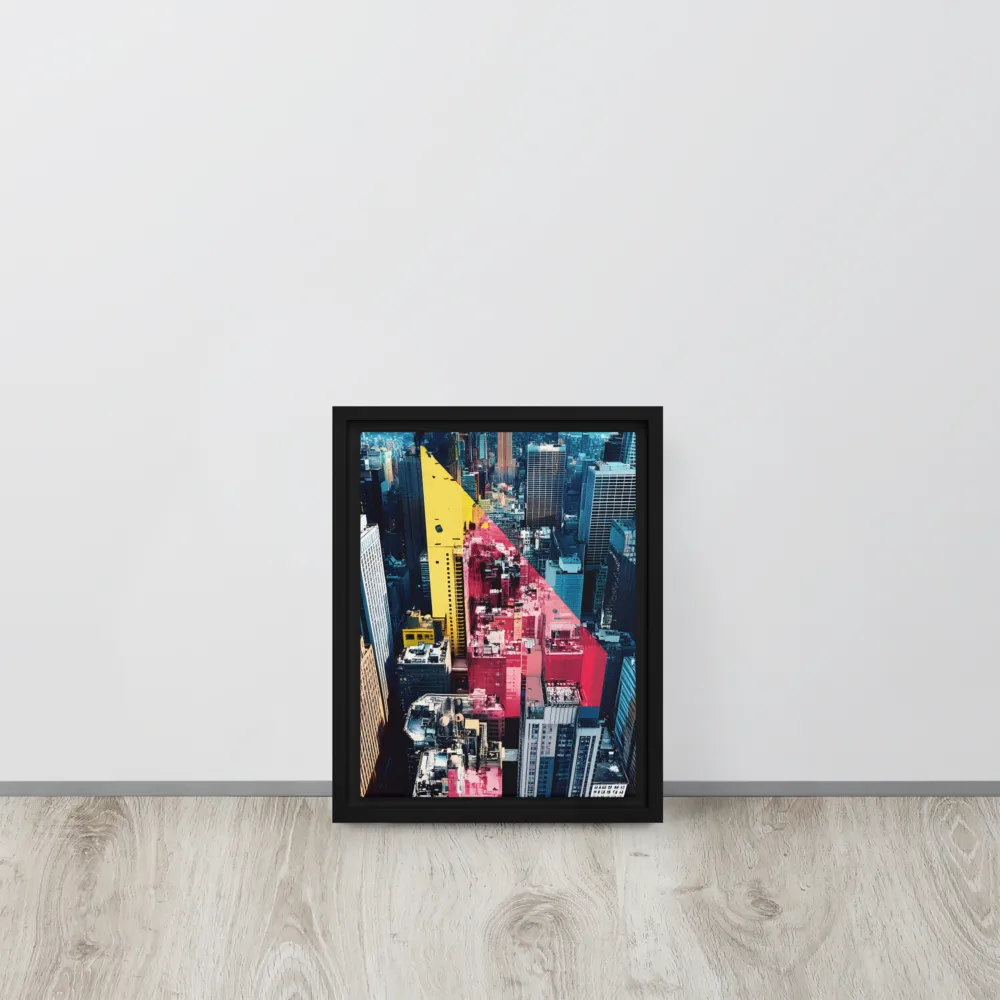 Dynamic Urban Symphony | Canvas with Black Frame | 9″×12″