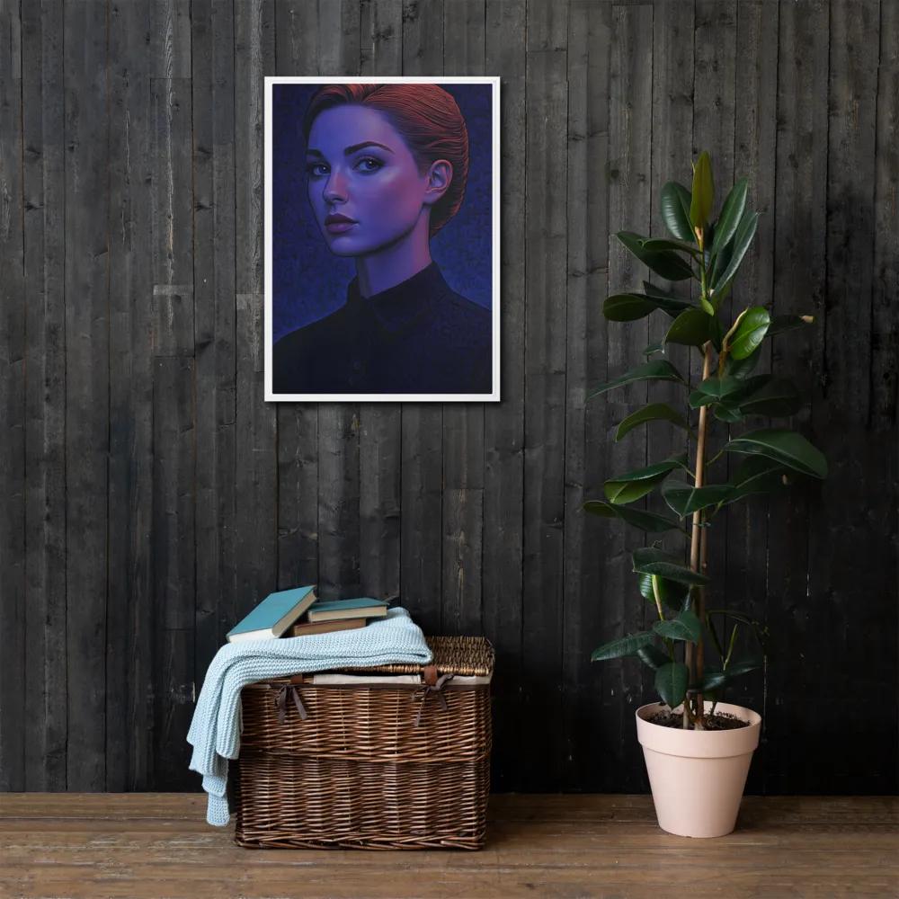 Ethereal Portrait in Blue and Red | Canvas with White Frame | 20″×28″