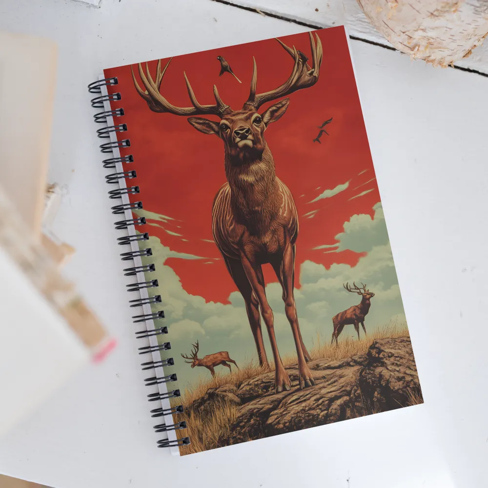 Majesty in Red: The Stalwart Stag | Spiral Notebook