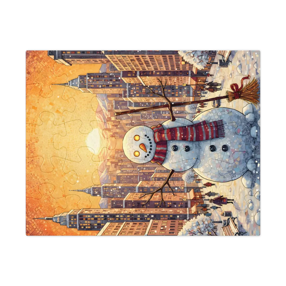 Golden City Snowman 
 Jigsaw Puzzle in Tin Box